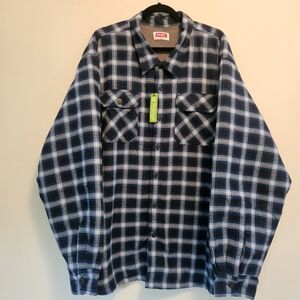 NWT Wrangler Heavyweight Sherpa Lined Plaid Shacket Shirt Jacket Adult Sz 3XL
